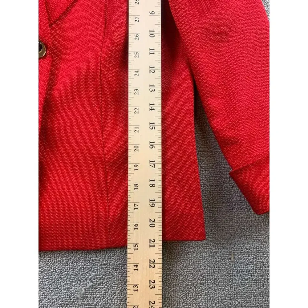 Y2K Tahari Arthur S Levine Blazer Women 4 Red Two Button Notch Lapel Long Sleeve